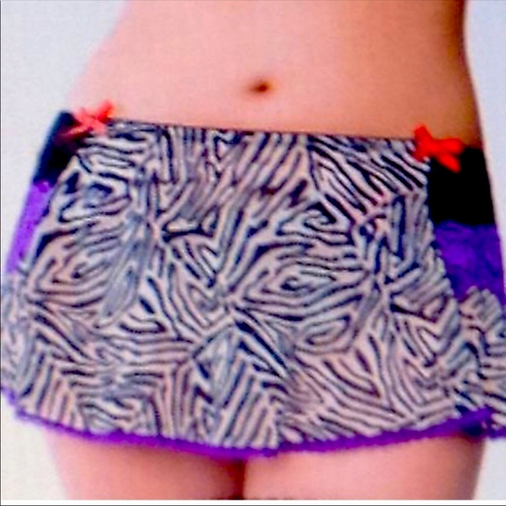 Cacique Purple Lace Sheer Zebra Print Skirt